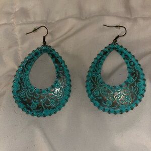 Patina copper filigree earrings